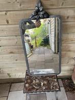 Brocante metalen spiegel, Ophalen of Verzenden, Rechthoekig, Minder dan 50 cm