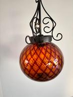 Oranje geel glazen bol vintage mediteraans bohemian ibiza, Gebruikt, 50 tot 75 cm, Ophalen of Verzenden, Glas