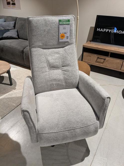 NIEUWE RELAXFAUTEUIL MECHANISCH IN EEN MOOIE GRIJZE STOF, Huis en Inrichting, Fauteuils, Nieuw, Metaal, Stof, 50 tot 75 cm, 75 tot 100 cm