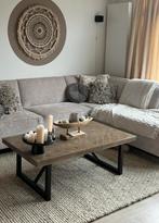 Industriële salontafel met visgraatmotief, Huis en Inrichting, Tafels | Salontafels, Ophalen, Gebruikt, 100 tot 150 cm, Eikenhout