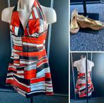 Vintage Halter Jurk Maat S + sleehak schoenen Maat 39, Ophalen of Verzenden, Zo goed als nieuw, Maat 38/40 (M), Carnaval