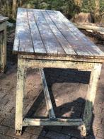 XXL tafel, patina, wittinten, zachtblauw, tuintafel, 200 cm of meer, 50 tot 100 cm, Grenenhout, Gebruikt