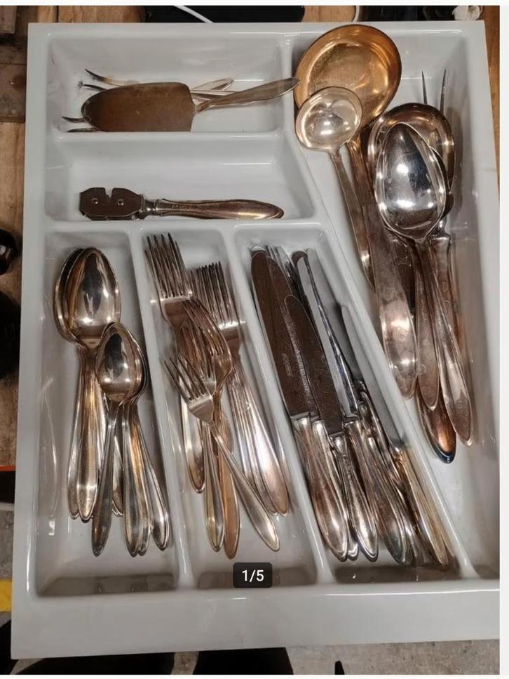 Gero 100 verzilverd puntfilet compleet bestek 6 personen, Antiek en Kunst, Antiek | Bestek, Ophalen