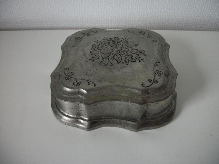 Tinnen Poederdoos Tabaksdoos Snuifdoos Lodereindoos Bloem, Antiek en Kunst, Antiek | Overige Antiek, Ophalen of Verzenden