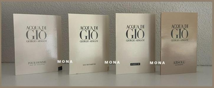 Acqua di Gió 2 verschillende setjes parfum samples proefjes, Sieraden, Tassen en Uiterlijk, Uiterlijk | Parfum, Nieuw, Verzenden