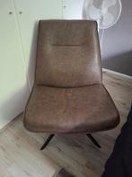 Bruine leren draaifauteuil, Ophalen, Zo goed als nieuw, 75 tot 100 cm, 50 tot 75 cm