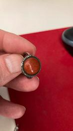 Oude zilver ring 935 keur maat 18/19 met keramiek markasiet, 18 tot 19, Gebruikt, Ophalen of Verzenden, Dame