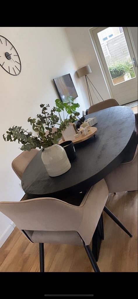 Ovale Eettafel + 6 Stoelen, Huis en Inrichting, Tafels | Eettafels, Zo goed als nieuw, 100 tot 150 cm, Vijf personen of meer, Rond