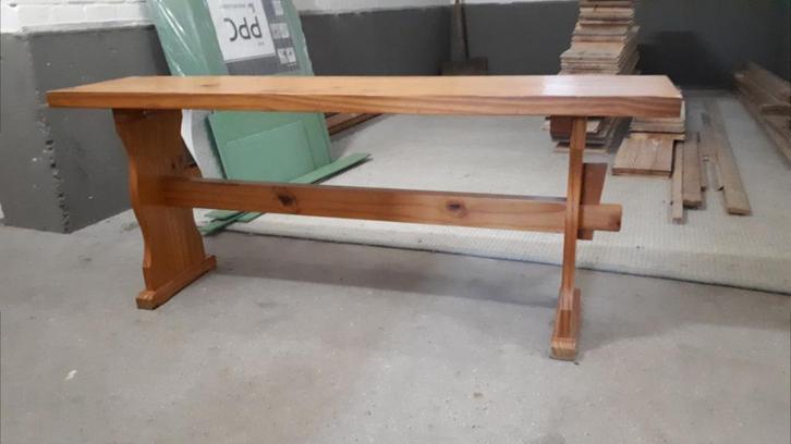 2 houten bankjes, Huis en Inrichting, Stoelen, Gebruikt, Twee, Hout, Bruin, Ophalen