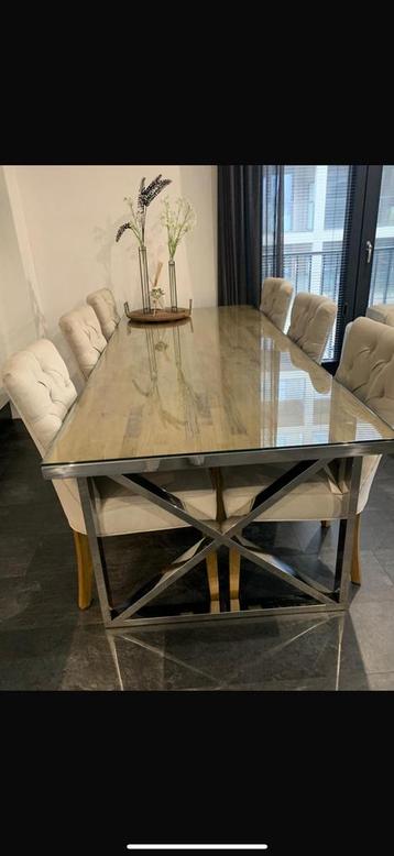 Luxe eethoek met stoelen + salontafel beschikbaar voor biedingen