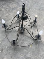 VINTAGE OUDE KROONLUCHTER 5 ARMIGE HANGLAMP HANG LAMP ZWART, Huis en Inrichting, Ophalen of Verzenden, Gebruikt, Metaal, Vintage