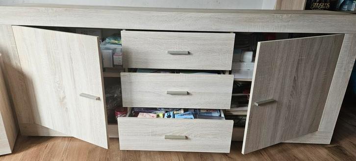 Licht Eiken Dressoir & TV Meubel Set, Huis en Inrichting, Kasten | Dressoirs, Zo goed als nieuw, 150 tot 200 cm, 25 tot 50 cm