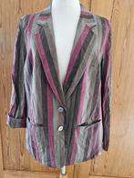 Vintage 100% zijden blazer gestreept mt 44, Kleding | Dames, Jasjes, Kostuums en Pakken, Overige kleuren, Maat 42/44 (L), Ophalen of Verzenden