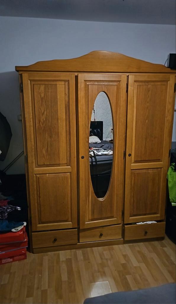 Antieke kledingkast met spiegeldeur, Huis en Inrichting, Kasten | Kledingkasten, Gebruikt, 150 tot 200 cm, 150 tot 200 cm, 50 tot 75 cm