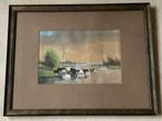 Aquarel waterlandschap naar Willem Roelofs Haagse School, Verzenden