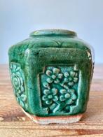 Gemberpot / vaas - groen geglazuurd - genummerd 51, Antiek en Kunst, Ophalen of Verzenden