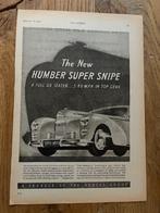 Humber Super Snipe originele advertentie 1949 vintage, Ophalen of Verzenden, Gelezen, Overige merken