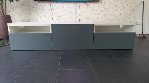 IKEA Besta Tv-meubel met deuren (wit/grijsgroene kleur), Huis en Inrichting, Kasten | Televisiemeubels, Zo goed als nieuw, Minder dan 100 cm