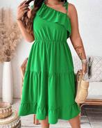 One Shoulder jurkje Ruffle Groen ** NIEUW **, Verzenden, Nieuw, Groen, Jurk