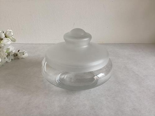 Bonbonnière glas Leerdam vintage gesatineerd deksel, Antiek en Kunst, Antiek | Glas en Kristal, Ophalen of Verzenden