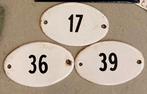Brocante oude emaille huisnummer bordjes / ovaal, Antiek en Kunst, Ophalen of Verzenden