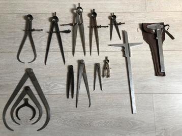 14 stuks Meetgereedschap  metaal of hout zie info beschikbaar voor biedingen