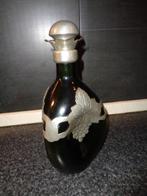 groene glazen fles met tin beslag van gero door G nilsson, Ophalen of Verzenden