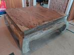 Opiumtafel hoektafel met mooie verweerde look. 80x80, Huis en Inrichting, Tafels | Salontafels, Ophalen, Gebruikt, 50 tot 100 cm