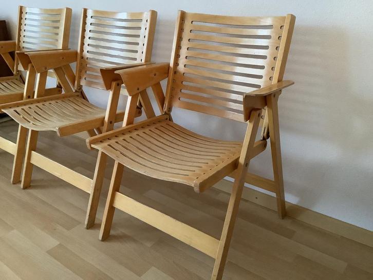 3 Rex stoelen Nico Kralj 1956,  3 stoelen voor €200,-, Huis en Inrichting, Stoelen, Gebruikt, Drie, Hout, Metaal, Ophalen