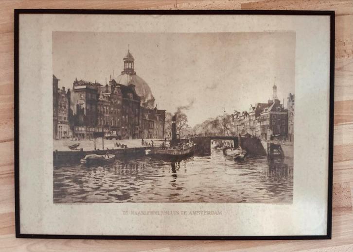 H.E. Roodenburg - Haarlemmerluis Amsterdam '30, Antiek en Kunst, Kunst | Etsen en Gravures, Ophalen