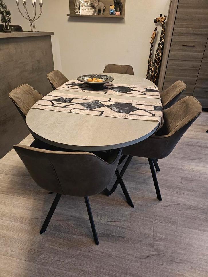 6 Antracietgrijze Eetkamerstoelen Pronto - Zo Goed Als Nieuw, Huis en Inrichting, Complete eetkamers, Zo goed als nieuw, 6 tot 8 stoelen