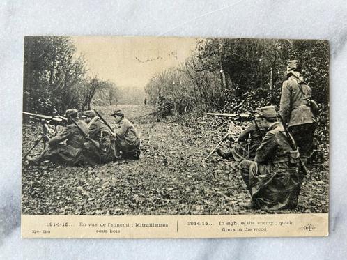 Wo1: franse MG in bos mitrailleur, Verzamelen, Militaria | Algemeen, Landmacht, Foto of Poster, Nederland, Ophalen of Verzenden