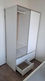 Witte kledingkast met schuifdeuren en laden, Ophalen, 100 tot 150 cm, 200 cm of meer, Zo goed als nieuw