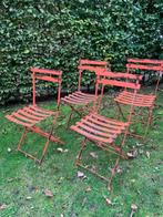 4 brocante metalen inklapbare tuinstoelen, Tuin en Terras, Ophalen, Metaal, Inklapbaar