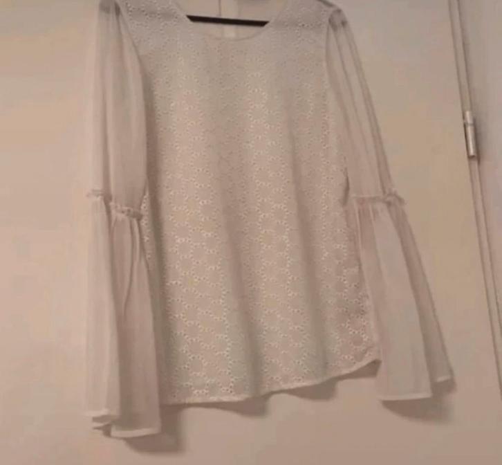 Witte blouse met broderie en wijde mouwen maat 34 (nieuw), Kleding | Dames, Blouses en Tunieken, Nieuw, Ophalen of Verzenden