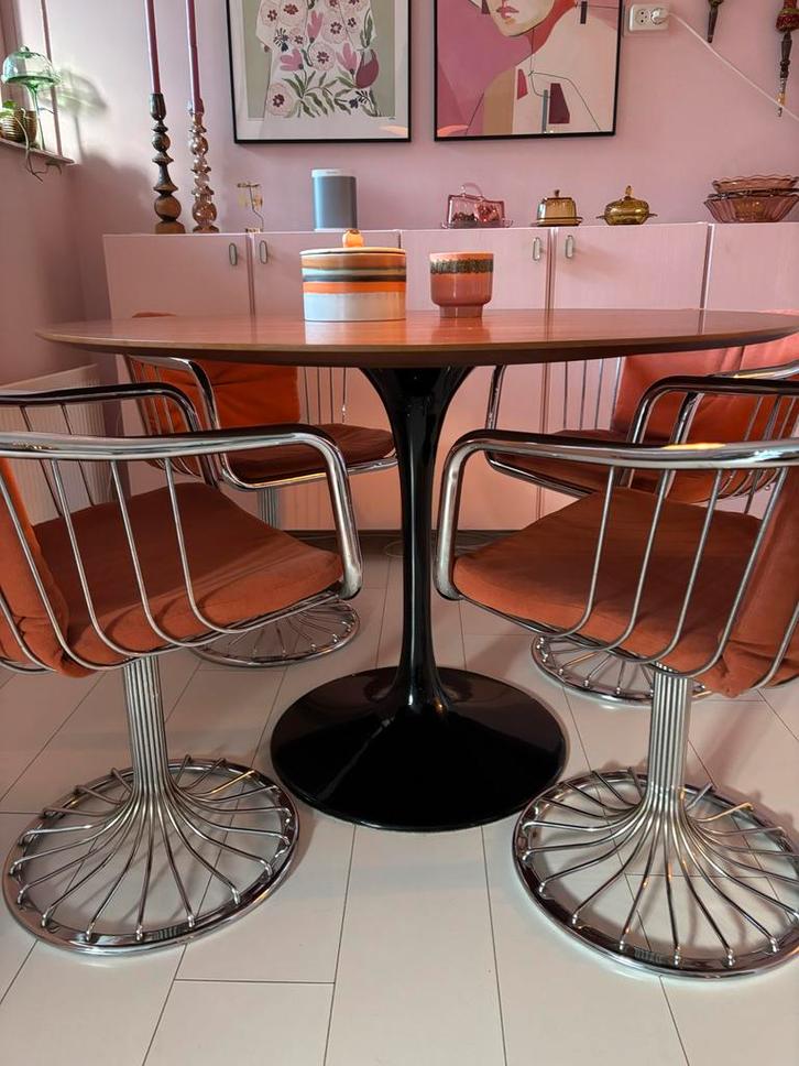 Retro Draaistoelen met Chrome Onderstel, Huis en Inrichting, Stoelen, Gebruikt, Ophalen