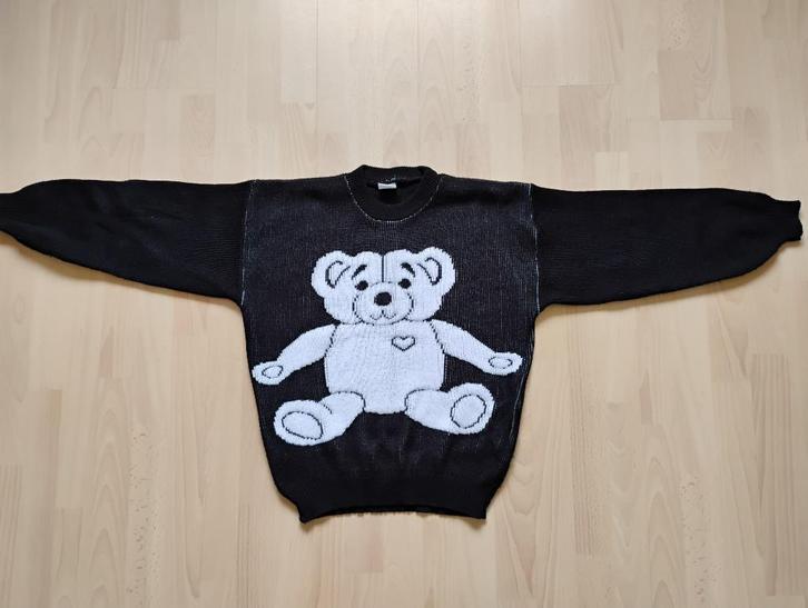 Zwarte damestrui, trui dames met knuffel beer erop maat 38, Kleding | Dames, Truien en Vesten, Zo goed als nieuw, Maat 38/40 (M)