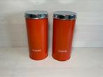 Brabantia koffie en suiker oranje 20 cm hoog doorsnee 9 cm, Verzamelen, Blikken, Ophalen, Gebruikt, Koffie, Overige merken