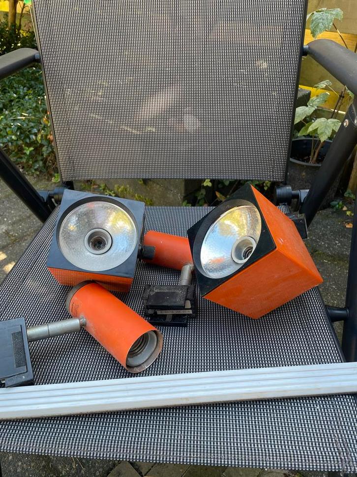 Vintage Philips Oranje Lampen op Rail, Huis en Inrichting, Lampen | Overige, Gebruikt, Ophalen of Verzenden