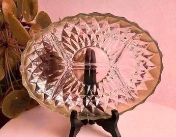 Vintage 4 deels kristalglas schaal beschikbaar voor biedingen
