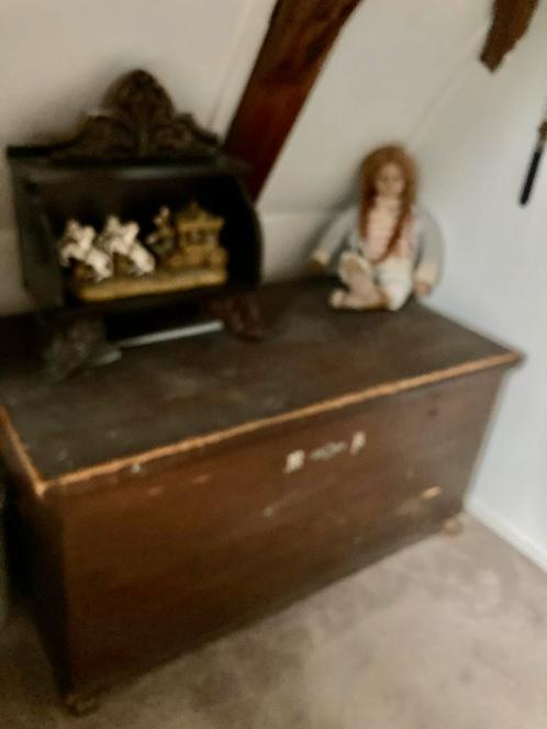 Mooie gave antieke dekenkist met initialen., Huis en Inrichting, Woonaccessoires | Kisten, Zo goed als nieuw, Minder dan 50 cm