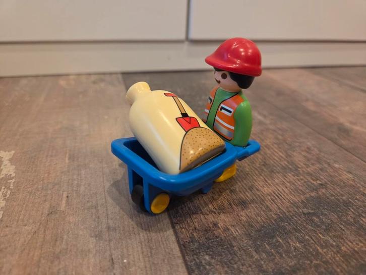 123 Playmobil Bouwvakker met Kruiwagen, Kinderen en Baby's, Speelgoed | Playmobil, Gebruikt, Los playmobil, Ophalen of Verzenden