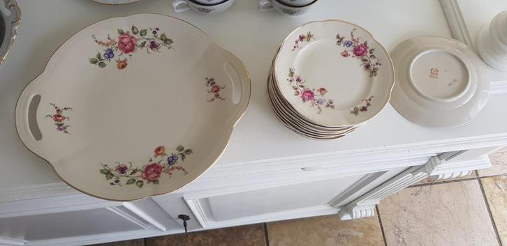 Gebaksbordjes met Vlaaischotel - Poland, Antiek en Kunst, Antiek | Servies los, Ophalen of Verzenden