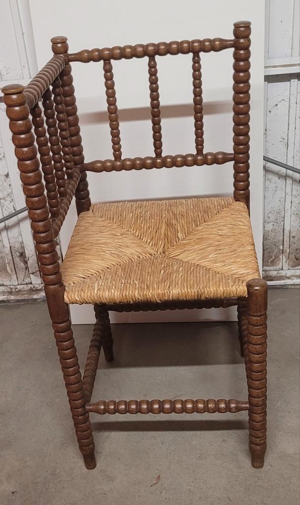Antiek hoekstoeltje met rieten zitting, Antiek en Kunst, Antiek | Meubels | Stoelen en Banken, Ophalen of Verzenden