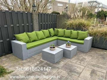 Steigerhout Hoekbank Loungebank Tuintafel Tuinbank loungeset beschikbaar voor biedingen