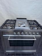 Boretti RVS fornuis 4 pits met fornuis + fry-top, Ophalen, 60 cm of meer, Zo goed als nieuw, Energieklasse A of zuiniger