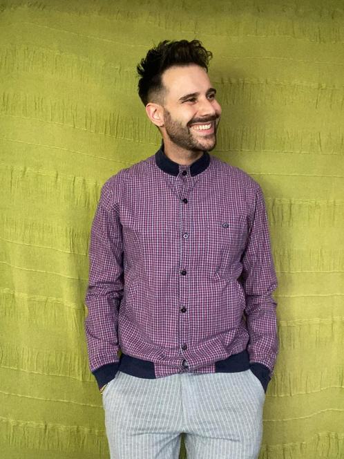 Zara geruit vest / jasje - rood-blauw / S-M, Kleding | Heren, Truien en Vesten, Gedragen, Rood, Ophalen of Verzenden