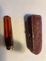 Antieke Barnsteen Sigarenhouder met gouden rand  en met Etui, Ophalen of Verzenden
