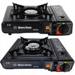 Camping gas brander met 4 gas bussen in een koffer €25,-, Ophalen of Verzenden, Nieuw, Gas, Vrijstaand