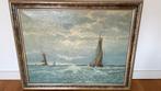 Olieverf Schilderij: Zeilboten op Zee, Antiek en Kunst, Kunst | Schilderijen | Klassiek, Ophalen of Verzenden